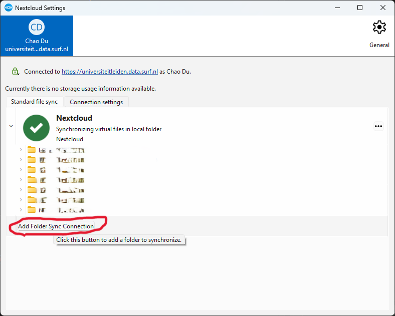Add Folder Sync Connection