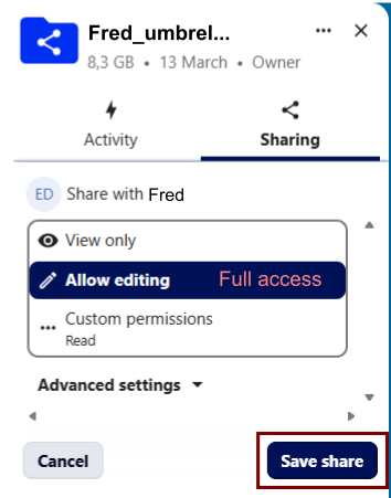 save share button